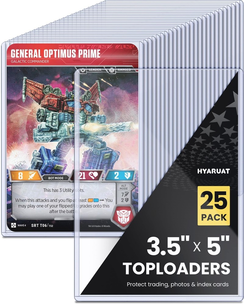 3.5x5 Toploader - Semi-Rigid Plastic Sleeves, Clear Protectors for Transforme...