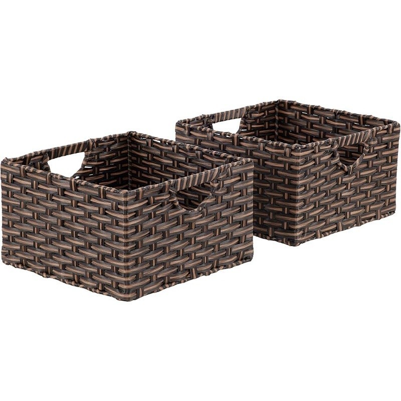 Durable Polyethylene Wicker Laundry Hamper W/ Two Compartment Removable Liners