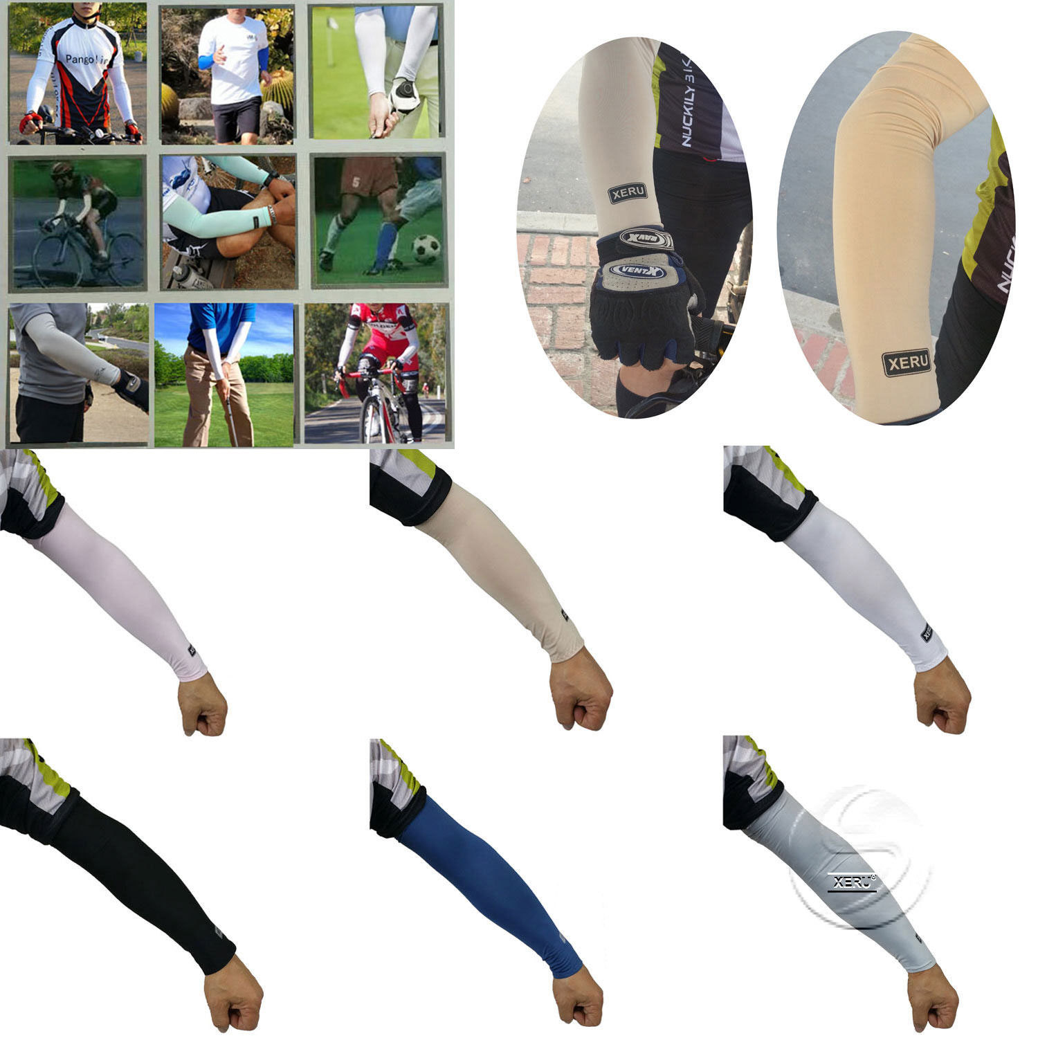 XERU Cooling Arm Sleeves Cover UV Sun Protection Outdoor Sports Unisex