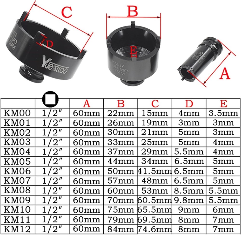 Yuesstloo 13 PCS Spindle Nuts Socket Kit Ball Joints Axle Locknut Remove Install