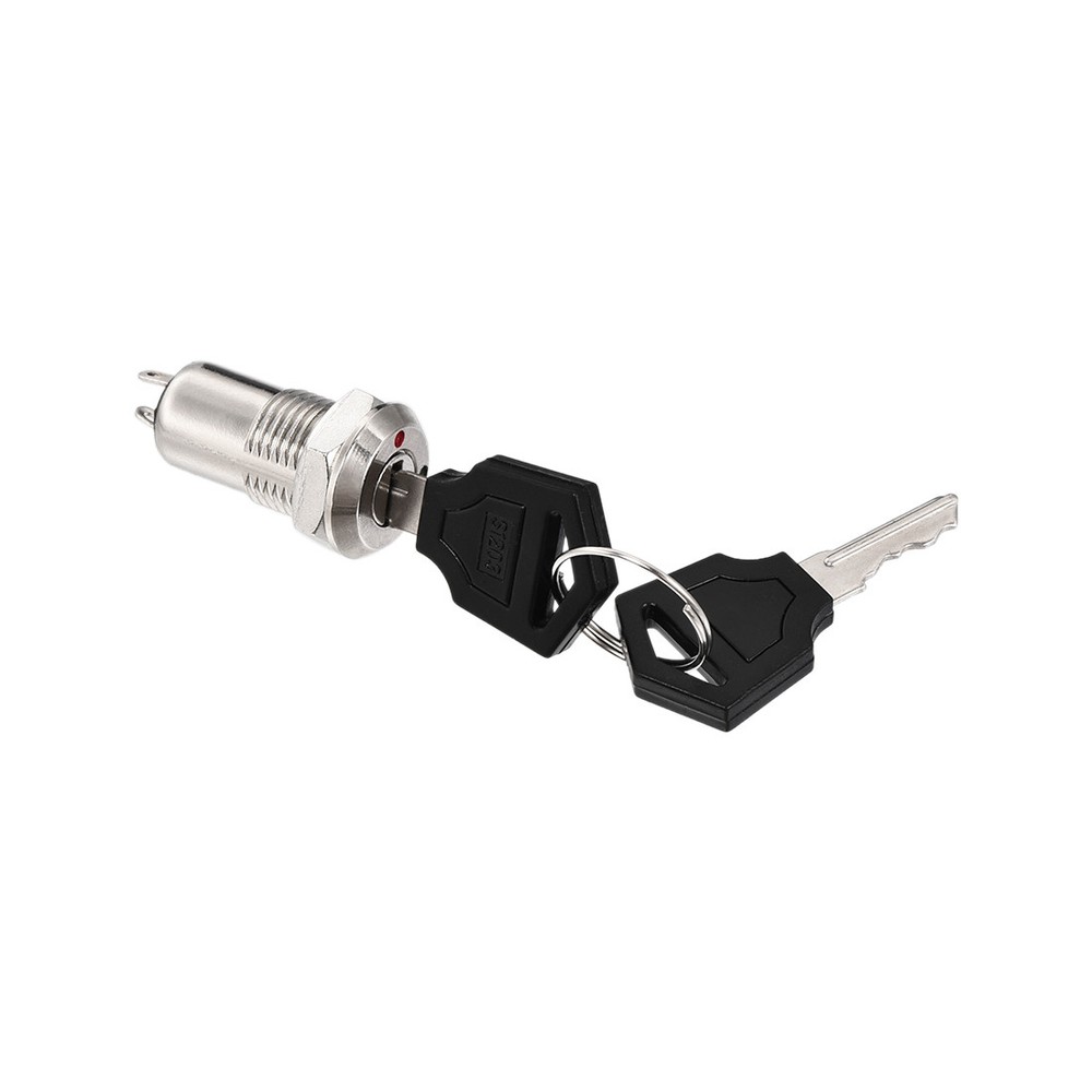 2pcs 12mm 2 Positions Key Locking Push Button Switch With 2 Keys NO-OFF
