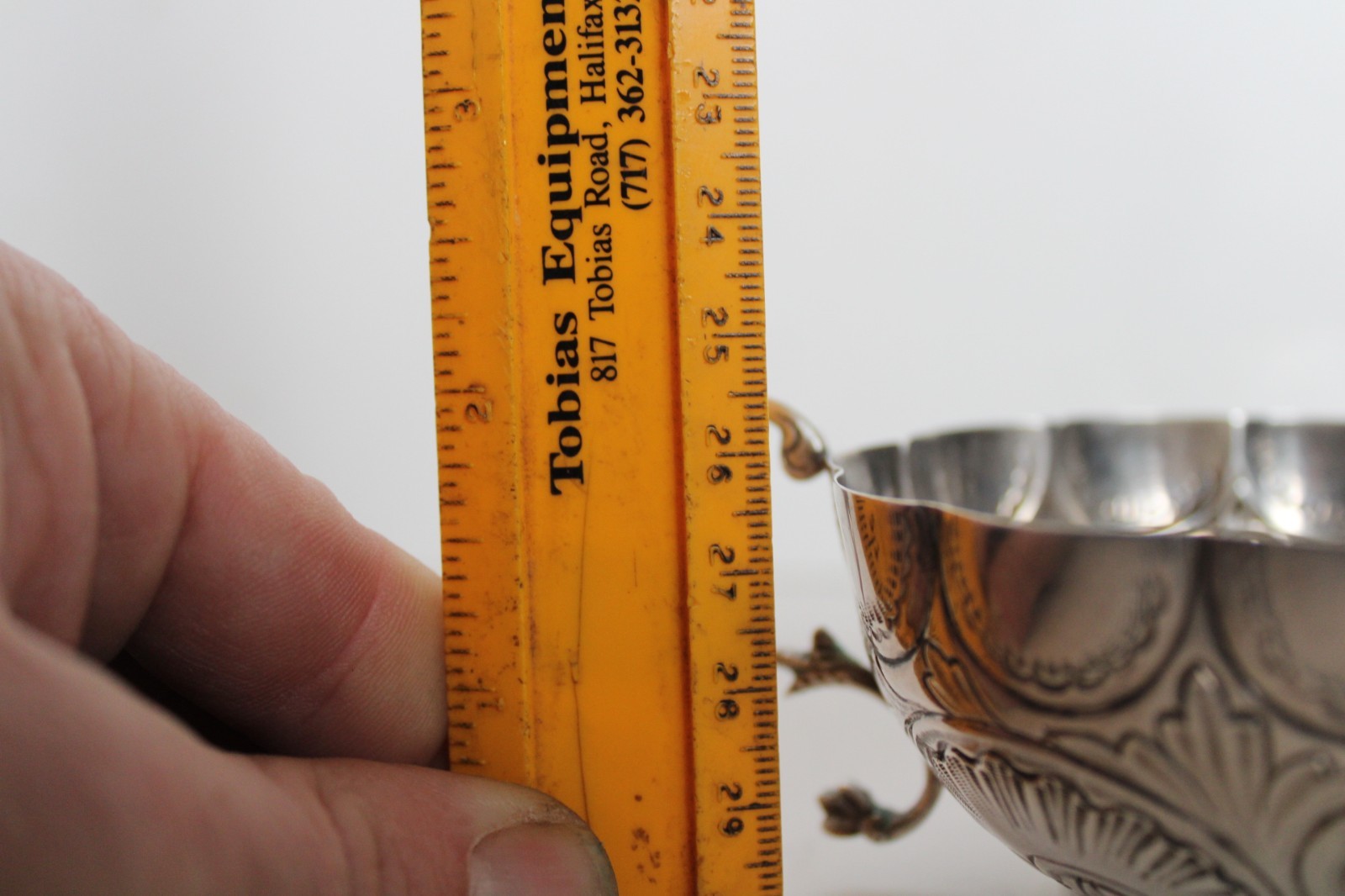 Antique 19th Century Silver Portuguese Bernegal Repousse Handled Religious Cup