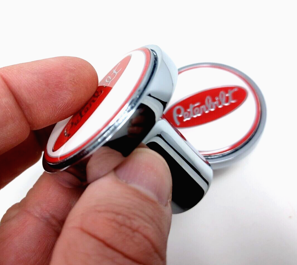Peterbilt Air Valve Knob Chrome Tractor Trailer Set chrome Chrome w/ emblems