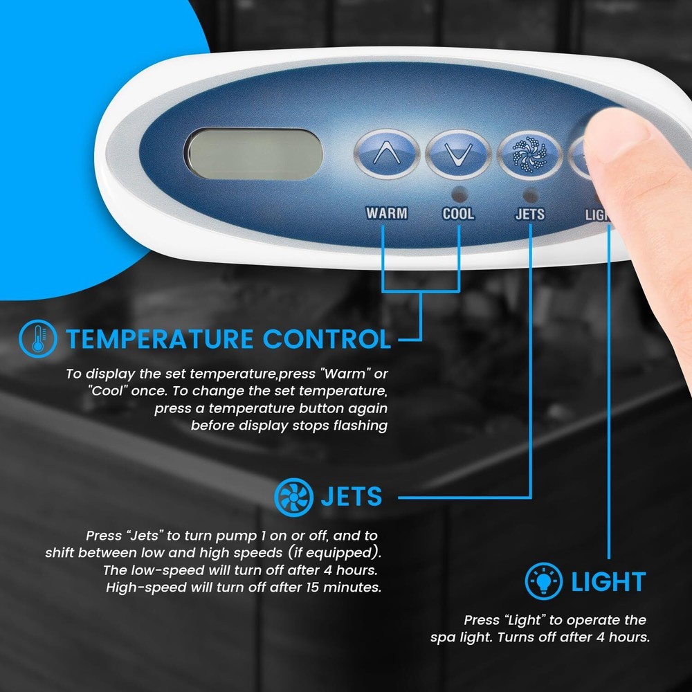 Replace Balboa 53238 Topside Control Panel 4-Button for Mini Oval Heat Jacket 7'