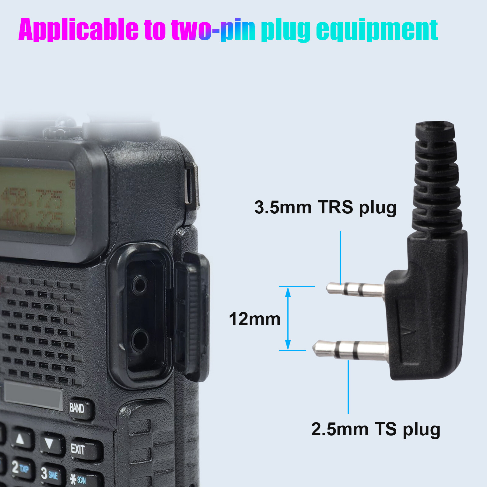 2 Pin Walkie Talkie Earpiece Headset Mic PTT for BAOFENG/BAOJIE/WEIERWEI Radio