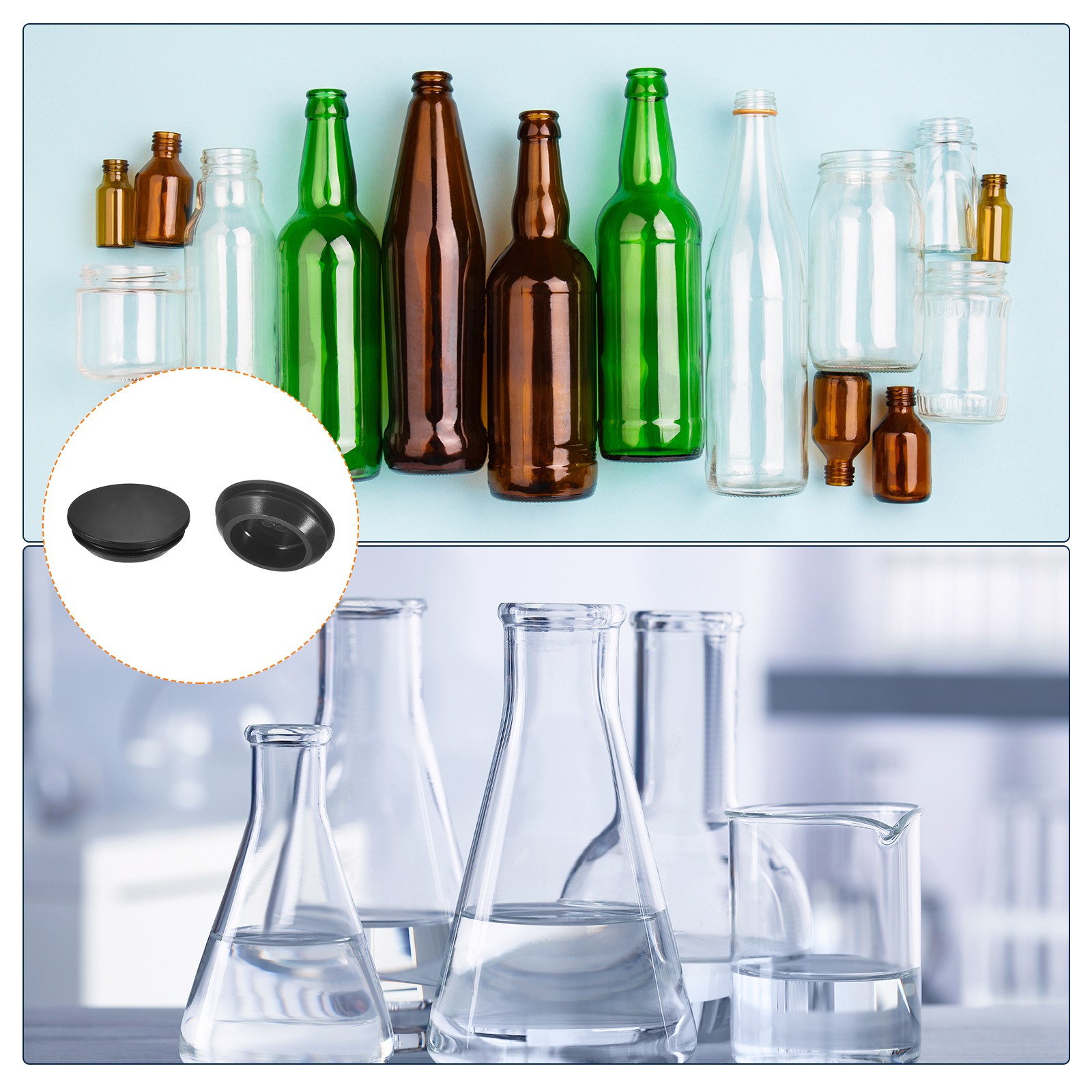 8Pcs Silicone Plugs Rubber Round Hole Plugs for 22-24mm Hole Black