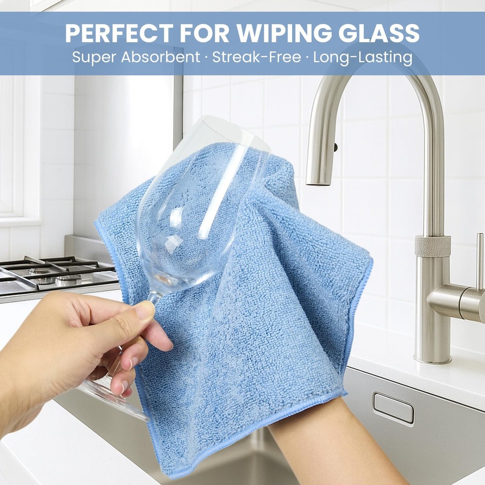 Microfiber Cleaning Cloths 12Pc Assorted Colors Reusable Towels Car Kitchen Bath