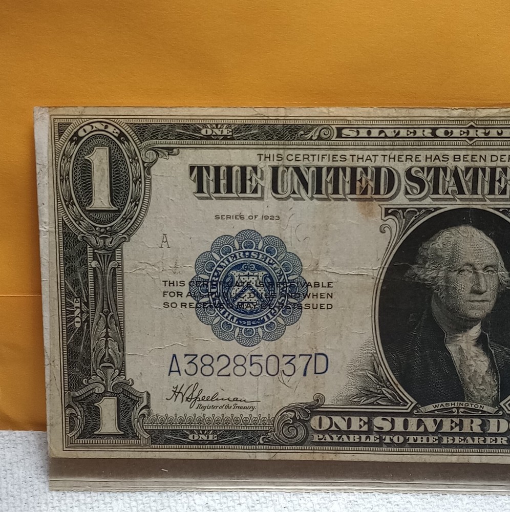 1923 $1 US Large Silver Certificate Banknote A38285037D