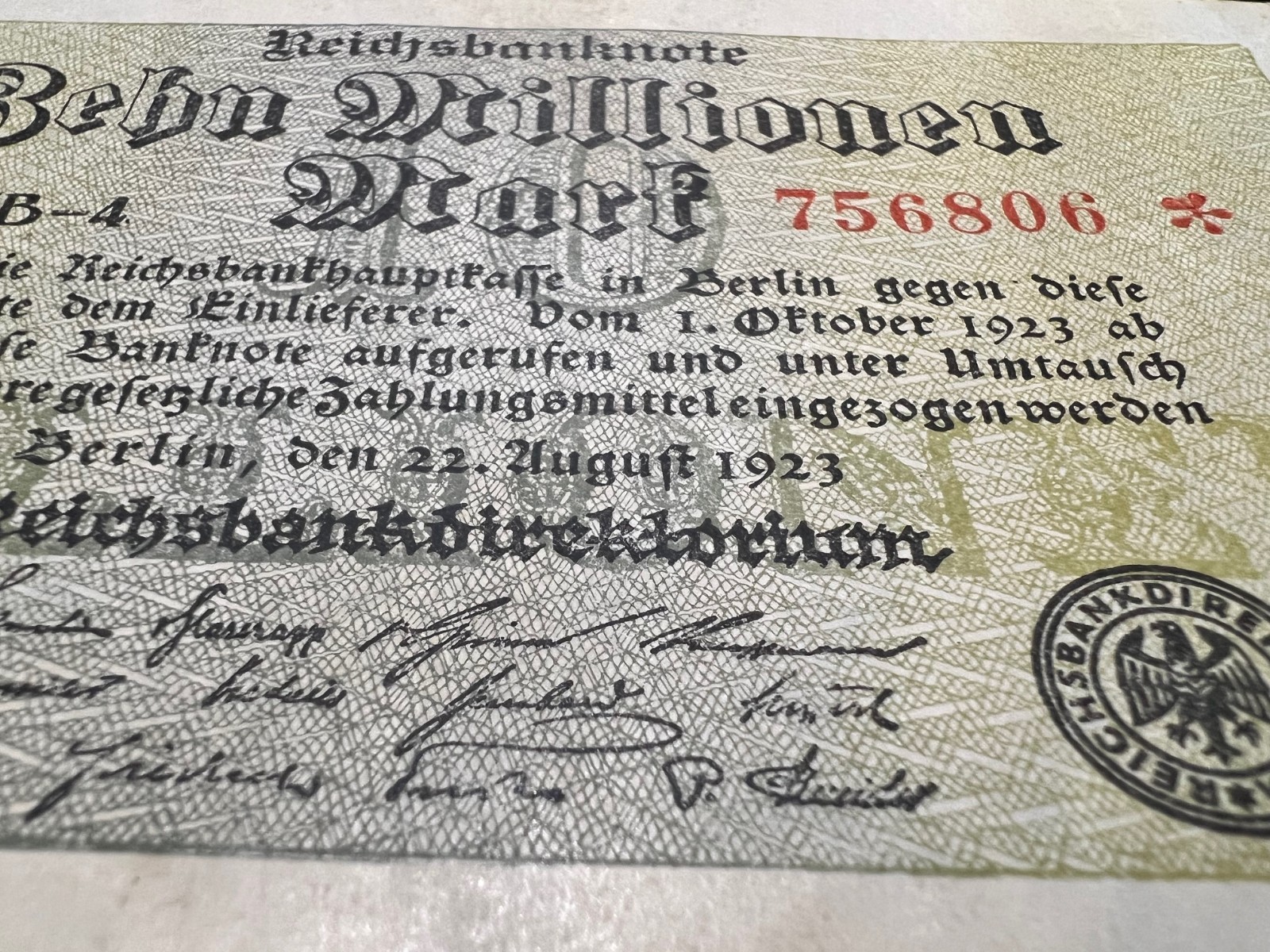 2x 1923 Germany 10 Million Mark Berlin WWI Pre WWII Banknote Paper Money Kaiser