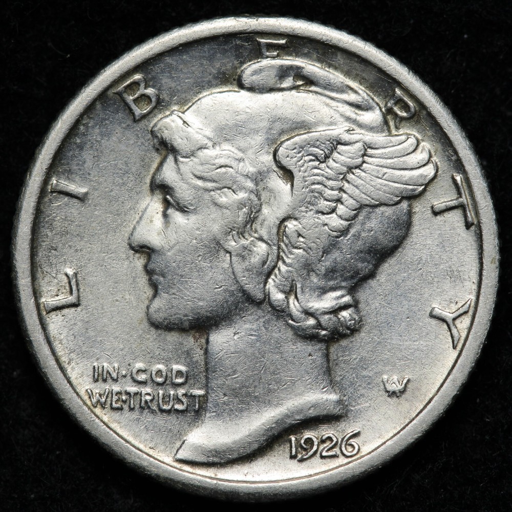 1926 Mercury Silver Dime AU++ E255 KSCN