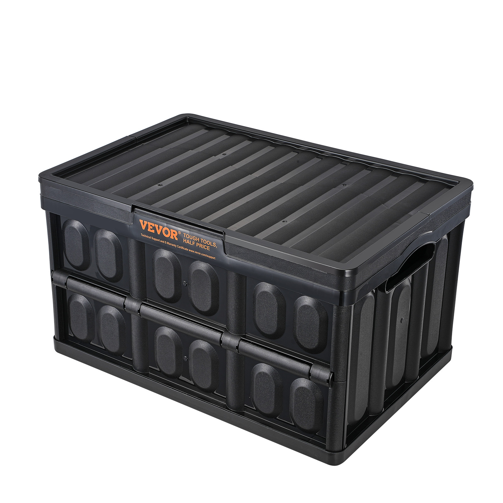 VEVOR Collapsible Storage Bins with Lids Folding Stackable Containers 45L 3-Pack