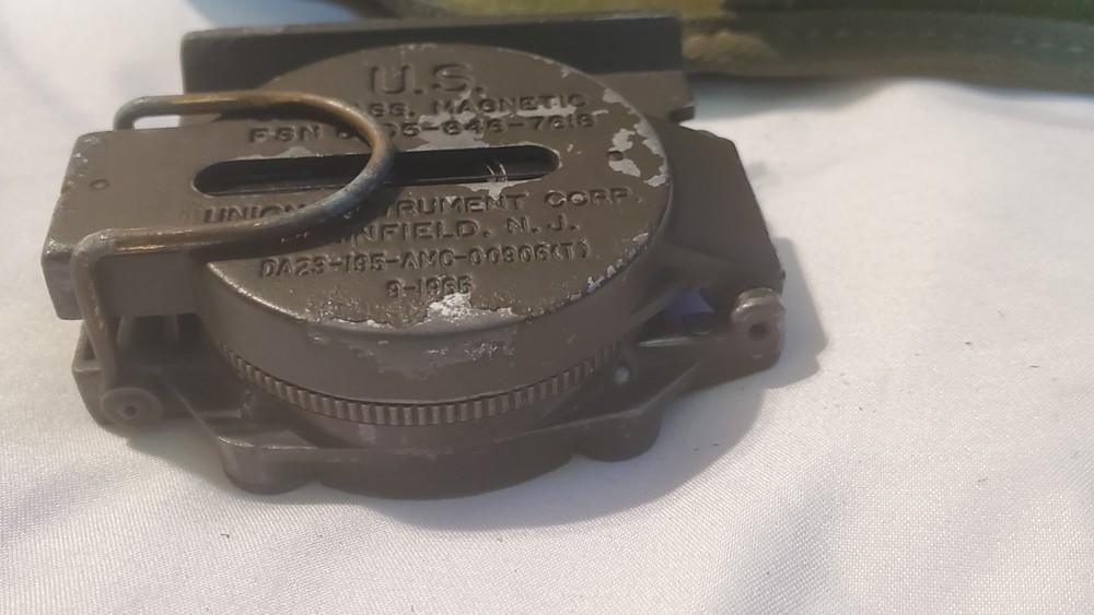 Authentic 1966 US Army Compass With Original Green Canvas Pouch