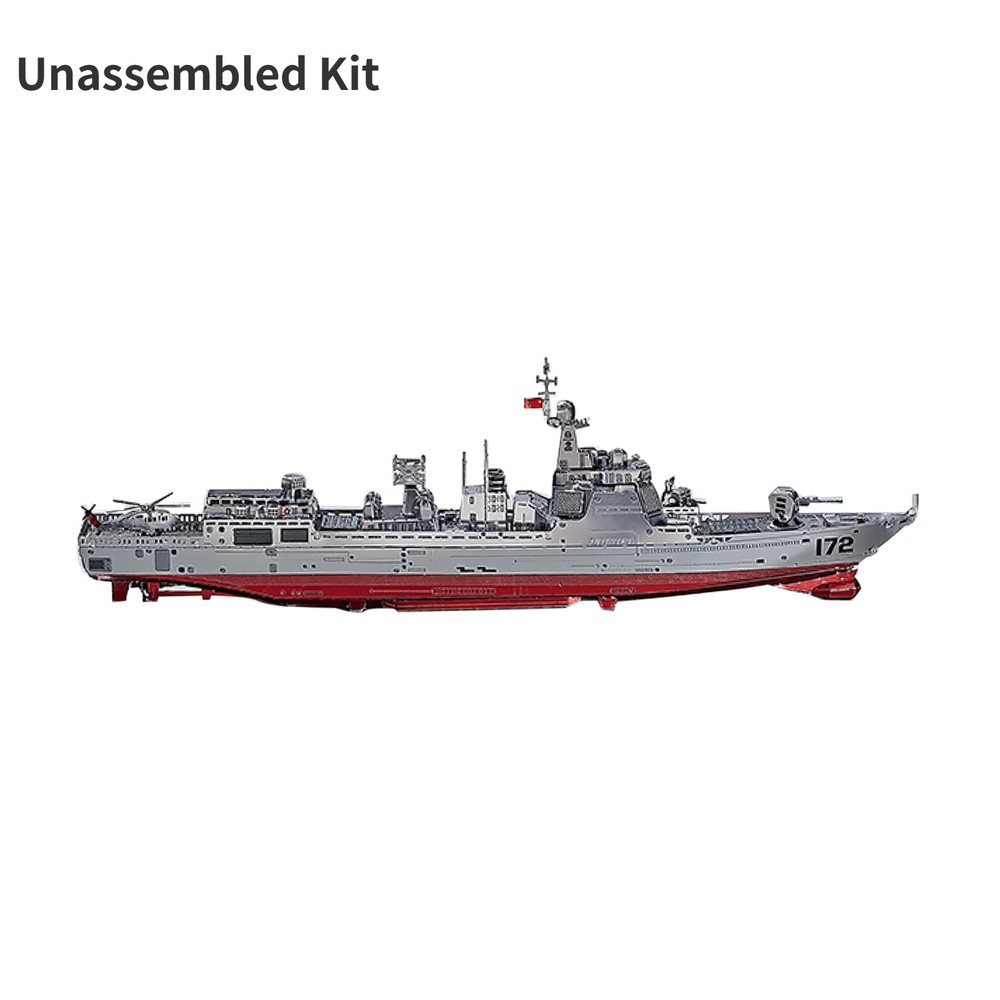 1:1000 Scale 052D Destroyer Model 3D Unassembled Kit Metal Model Souvenir Toy