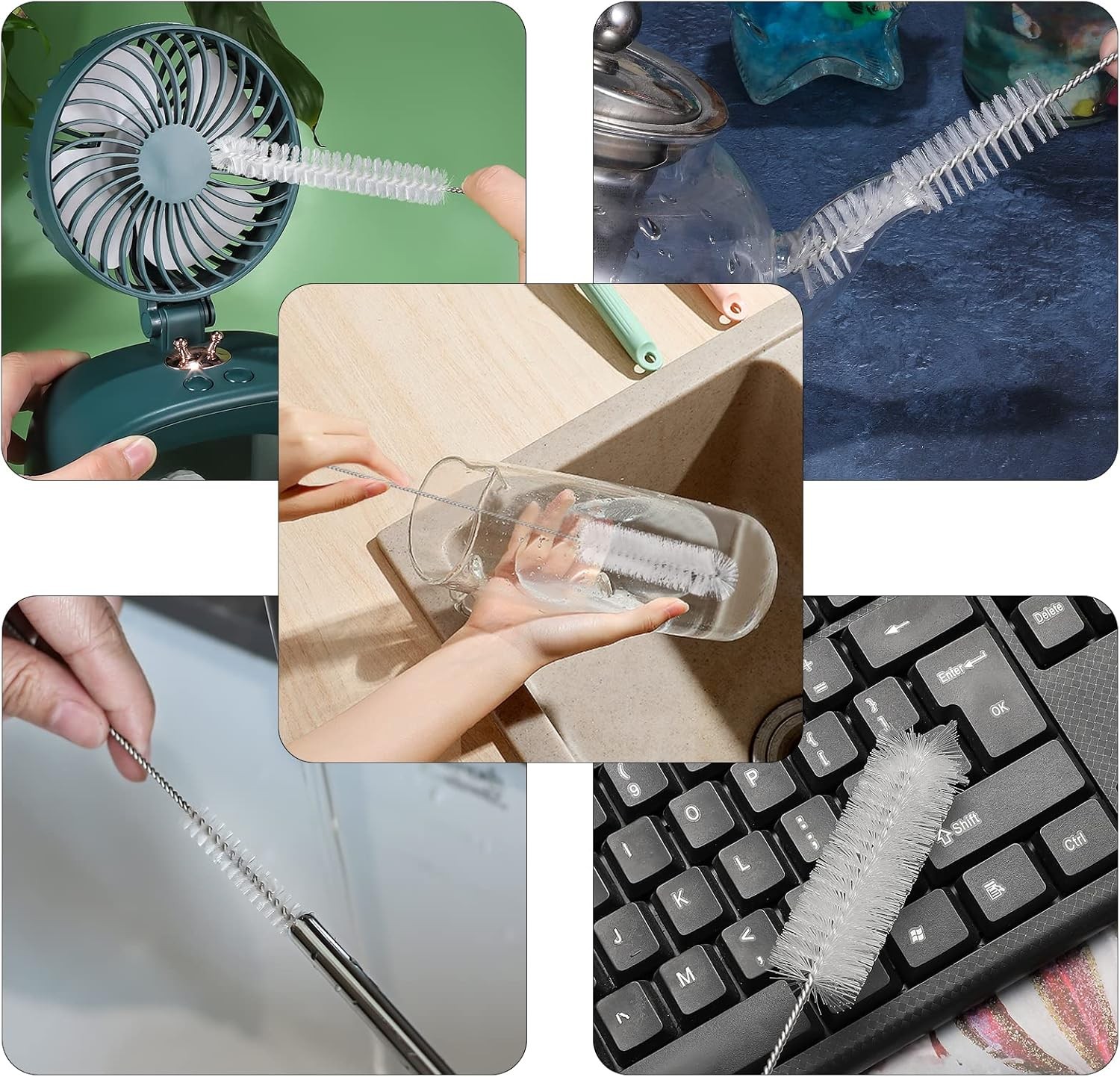 Nylon Straw Brush Cleaner Bottle Tube Pipe Small Long Cleaning 10Pcs Set USA Lot