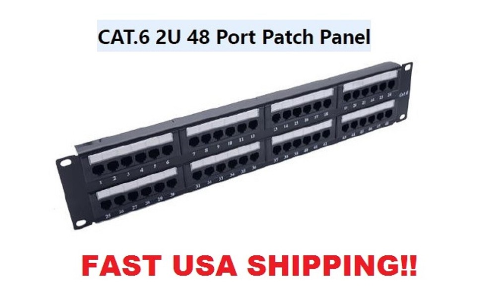 48-port Cat6 2U Patch Panel, 110 Type (568A/B)