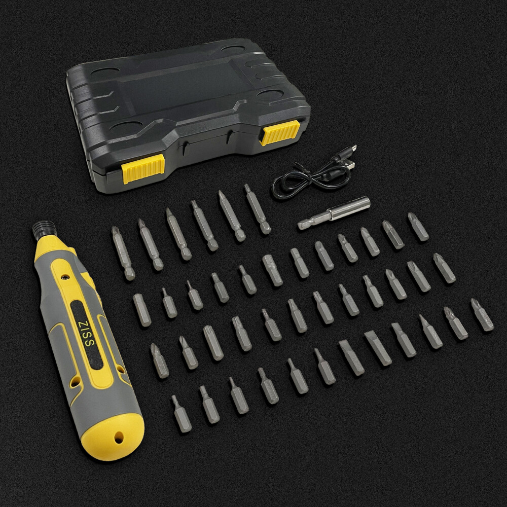 4V Cordless Screwdriver Kit Electric USB Rechargeable Power Tool 43pcs Bits Set