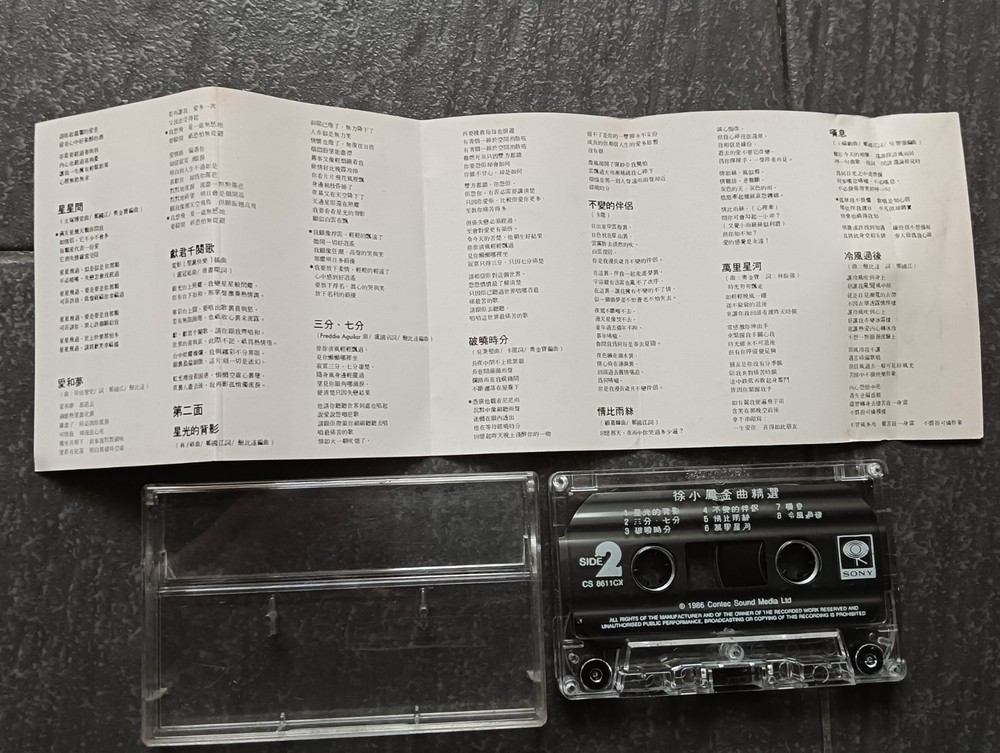 B- Paula Tsui 徐小凤 =金曲精选= 马来西亚 窗口无字透视版 磁带 Malaysia Cassette Clear