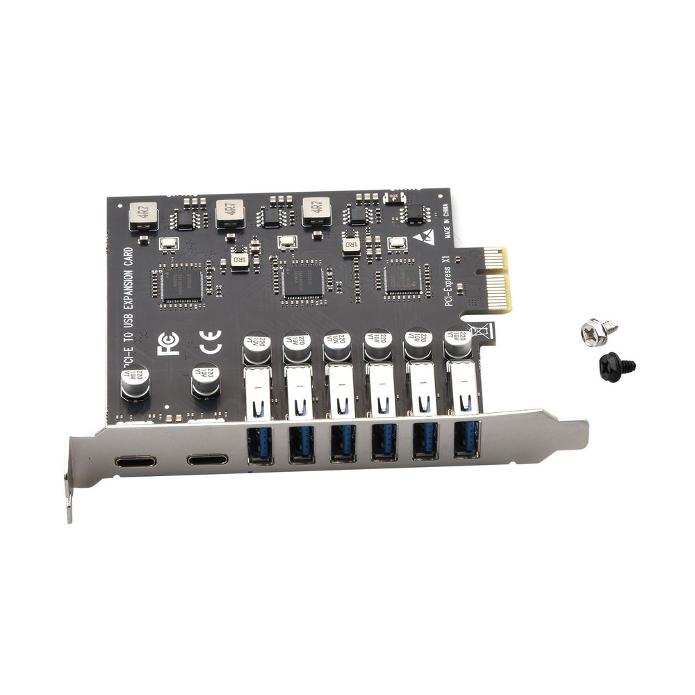 Expansion Card PCIE to 8-Ports USB3.2 Gen1 Controller Type-C 5Gbps Converter