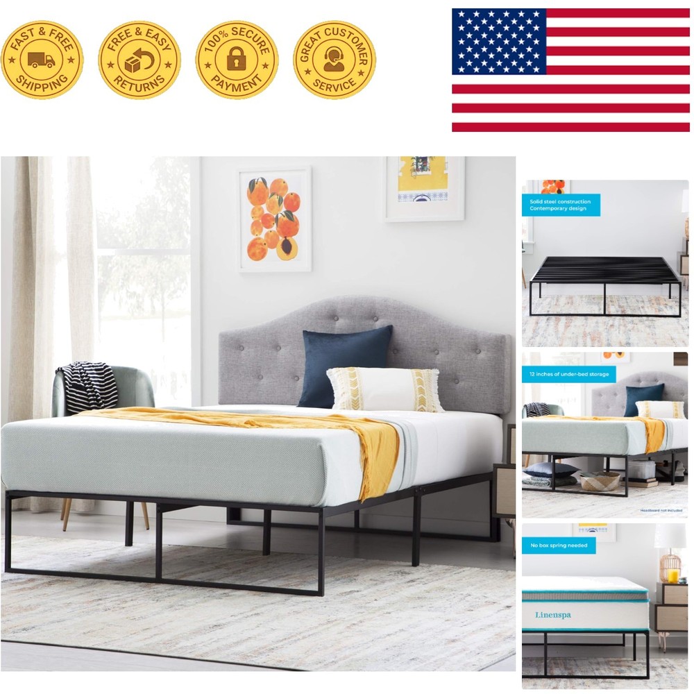 Space-Saving Twin Platform Bed Frame - 14" High, Easy Assembly, Stylish Design