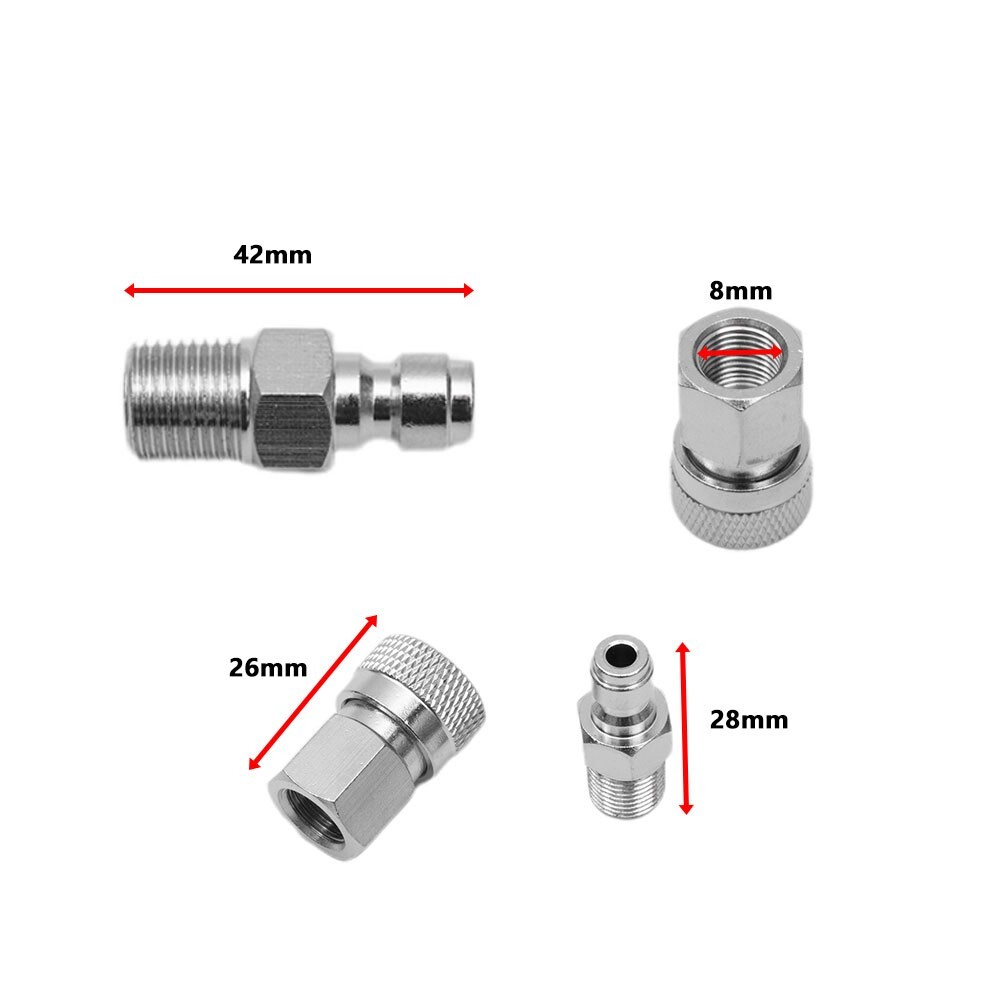 4X PCP 8mm Quick-Release Disconnect Coupler 1/8-NPT Fitting 2 Male & 2 Female