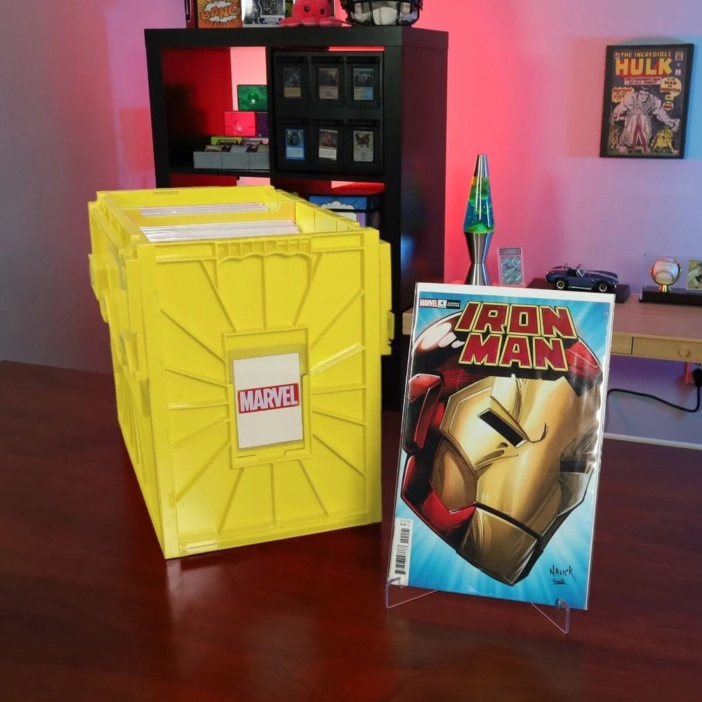 BCW Comic Book Bin Heavy Duty Plastic Box Stackable Holds 150 Bagged New Yellow