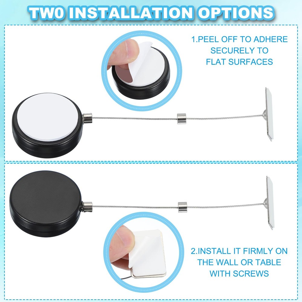 3.3 Ft Retractable Remote Control Tether 2 Pcs Round Security Cable Lanyard L...