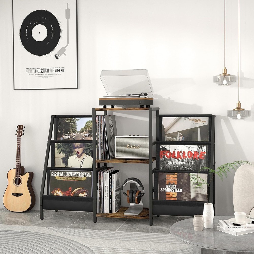Record Player Stand Vinyl Storage Turntable Table Double 3-layer Display Shelves