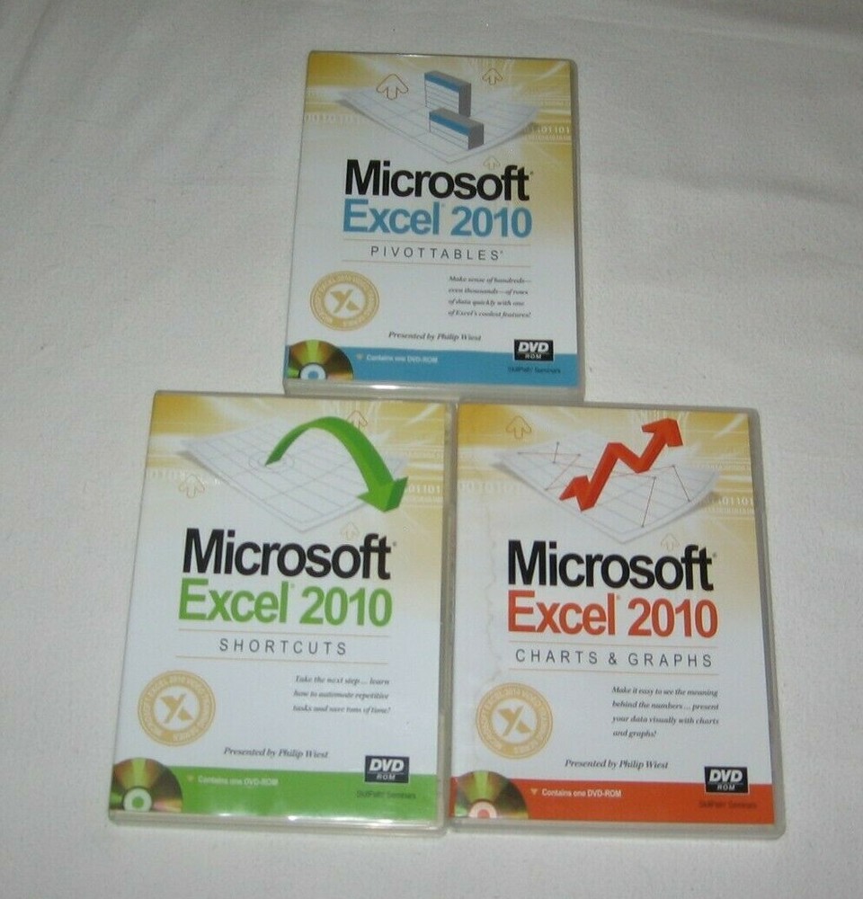 Microsoft Excel 2010 DVD-ROM Skillpath Philip Wiest Set Instruction Shortcuts