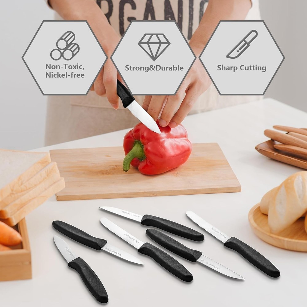 Super Sharp Compact Kitchen Knife Set - 6 High-Quality Fruit & Vegetable Knives
