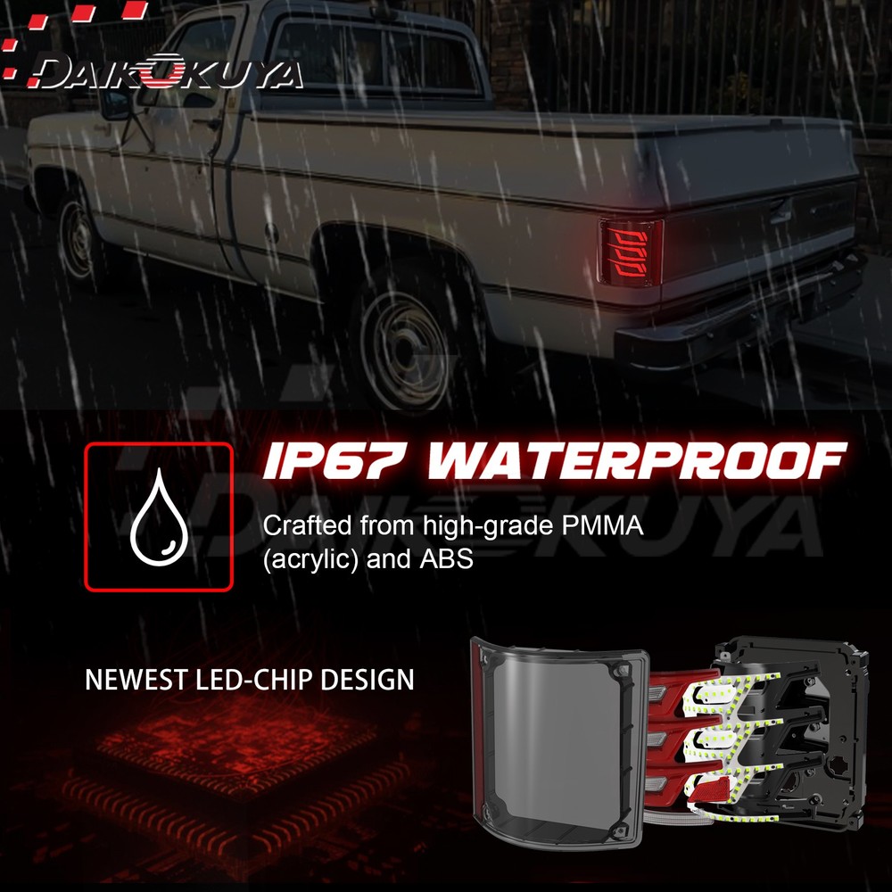 Sequential LED Tail Lights for 1973-1987 chevy C10 & GMC,with Start-Up Animation