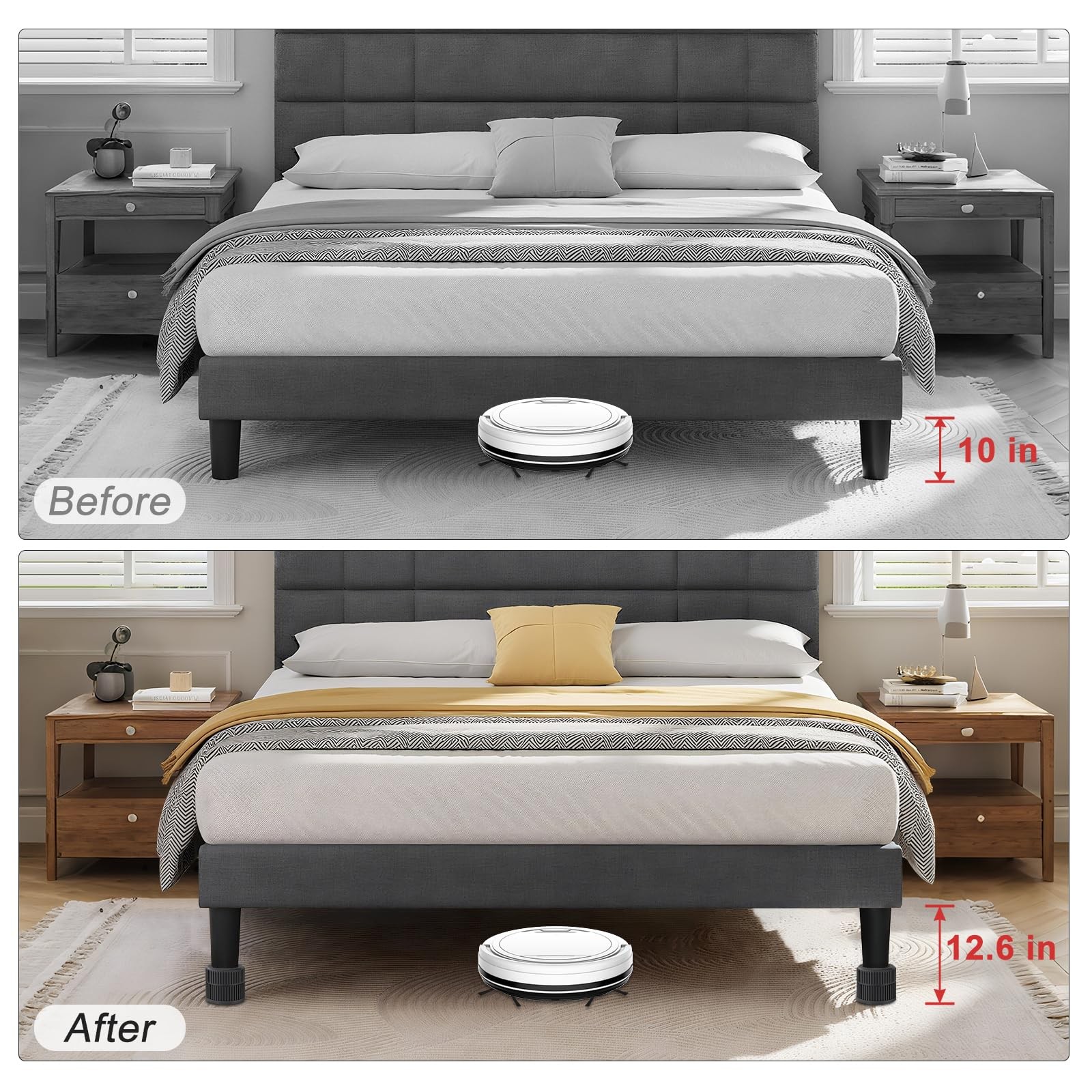 Round Bed Risers 4-Packs Adjustable Furniture Leg Extenders, Stackable(1.3" -...