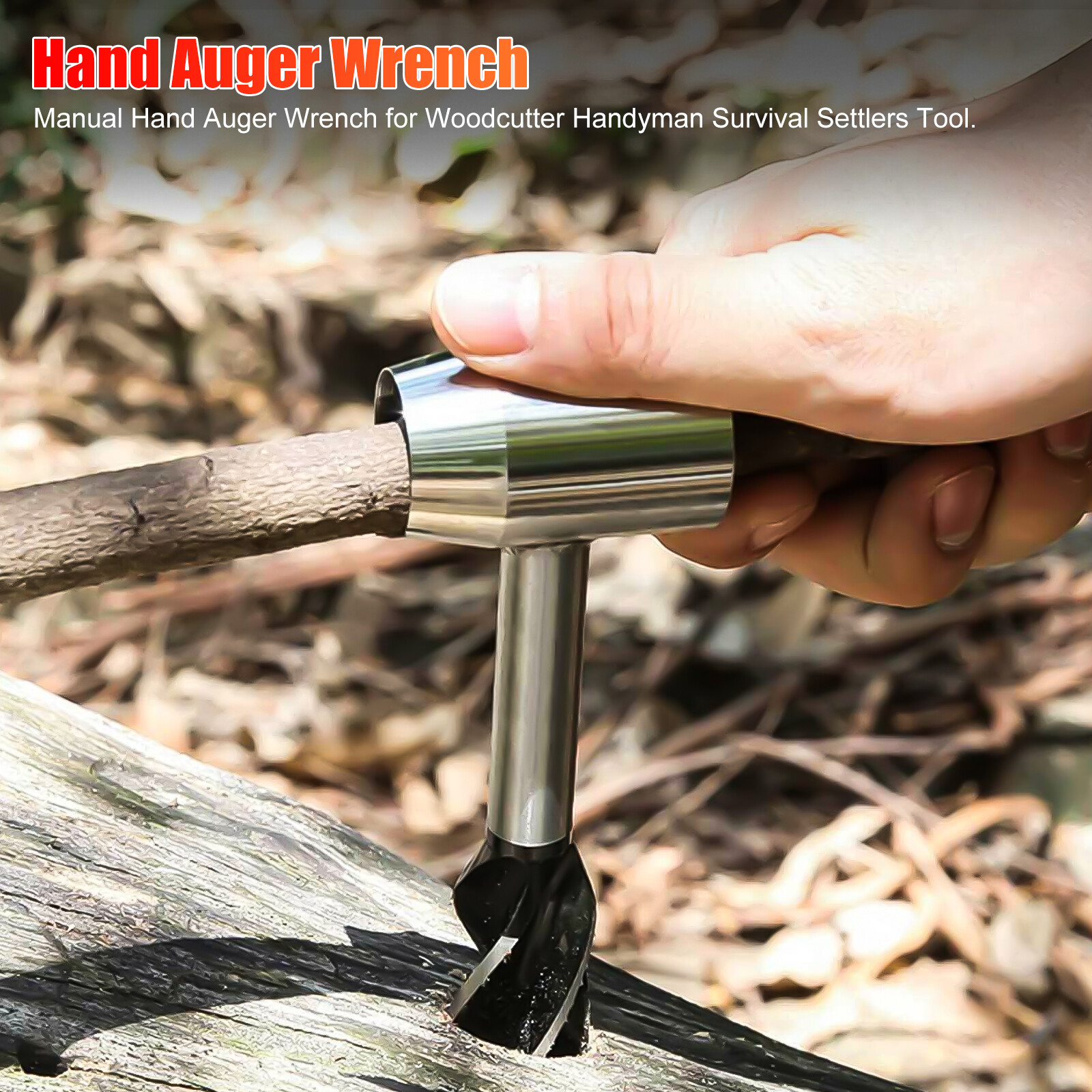 Manual Hand Auger Wrench Outdoor Survival Wood Drill Tool for Bushcraft Handyman