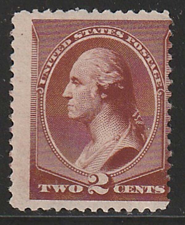 U.S. Sc. #210, Mint, 1883, 2-cent Washington, Red Brown, Perf 12
