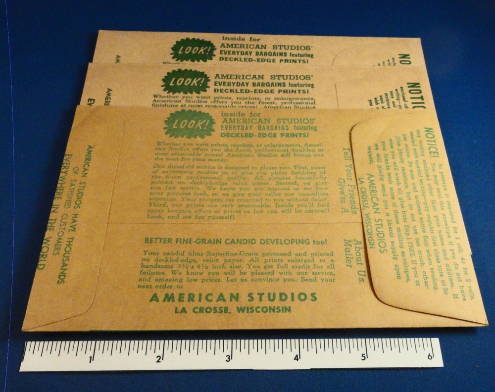 Photographic processing Lot: AMERICAN STUDIOS, La Crosse, Wisconsin