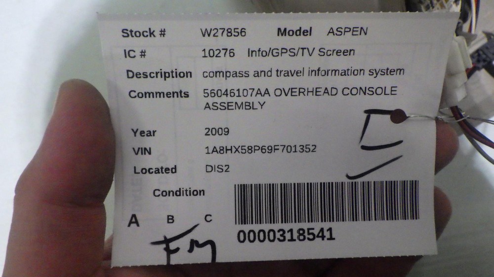 09 CHRYSLER ASPEN Info Screen 56046107AA