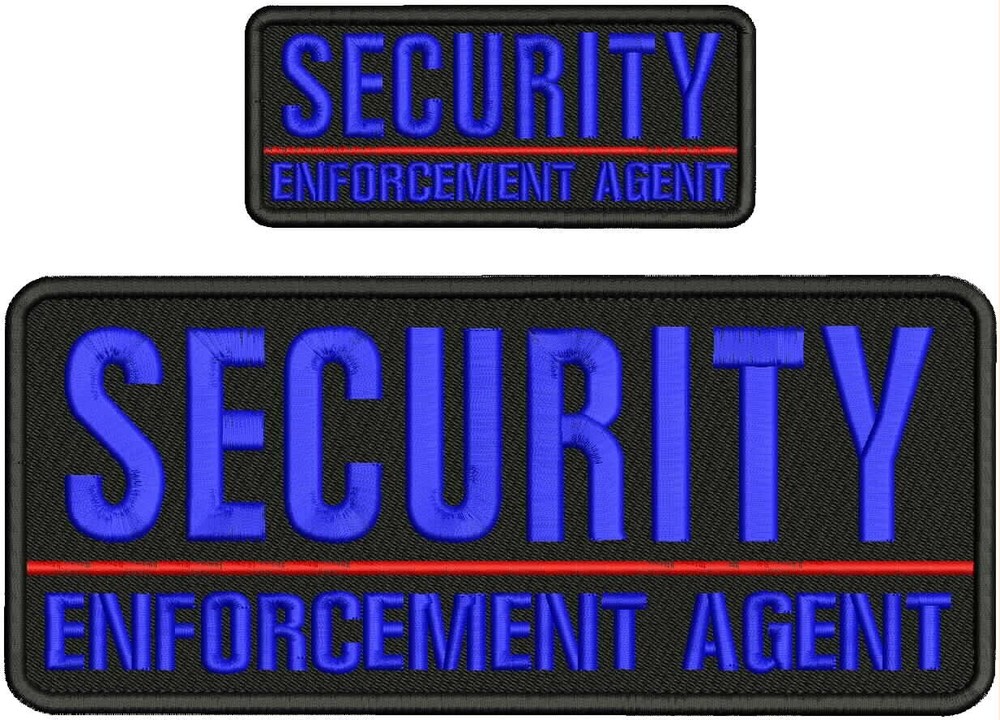 SECURITY ENFORCEMENT AGENT 4X10 2X5 EMB PATCH HOOK ON BACK ROYAL BLUE ON BLACK