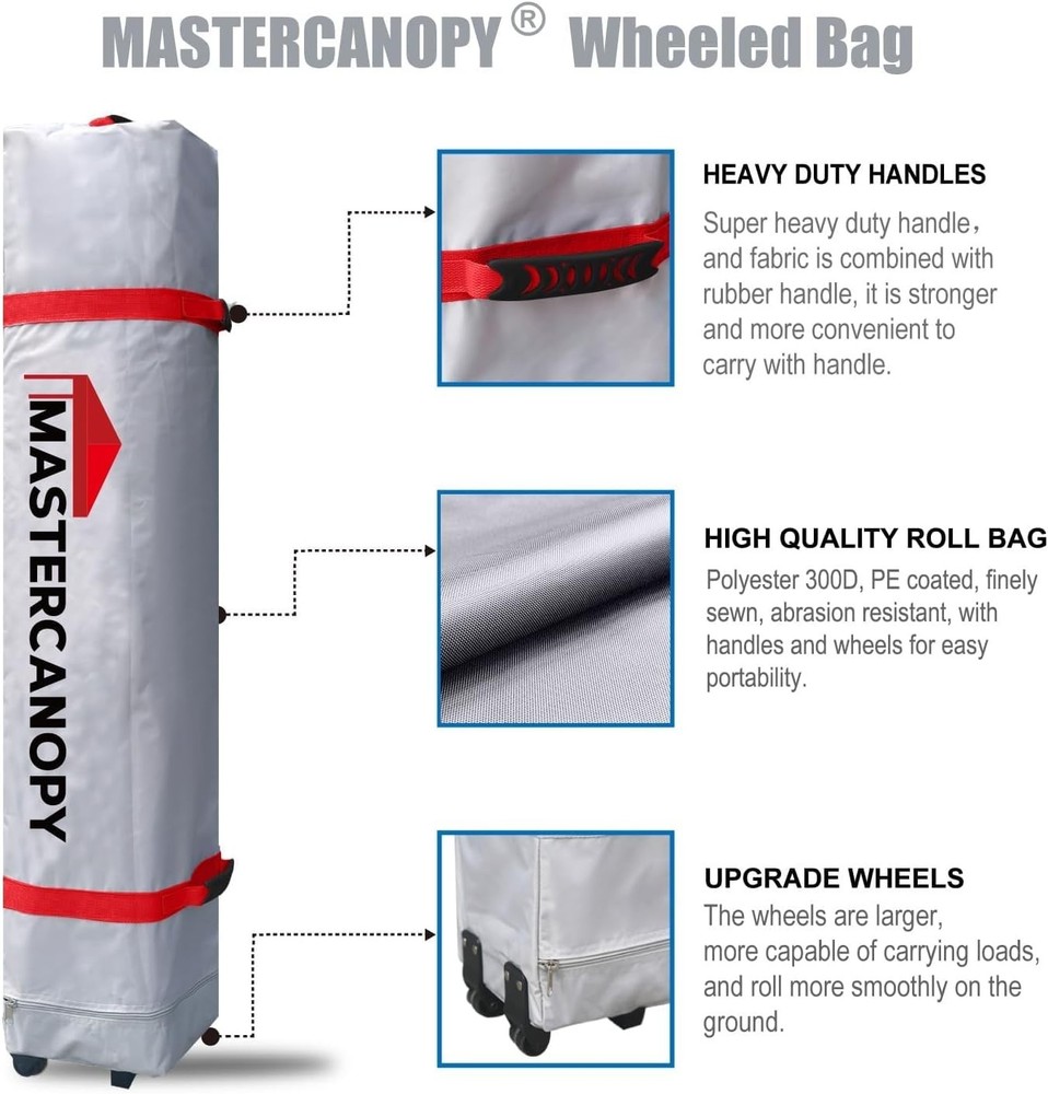 Pop-up Canopy Tent with Roller Bag 8x8, White