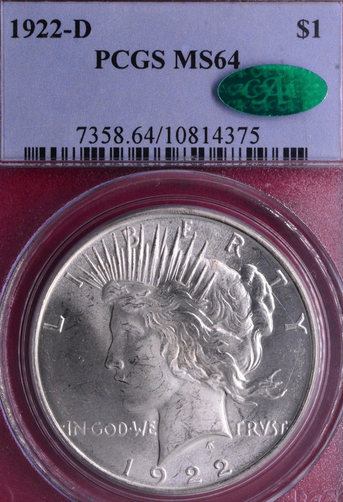 PCGS MS-64 CAC! 1922-D PEACE DOLLAR