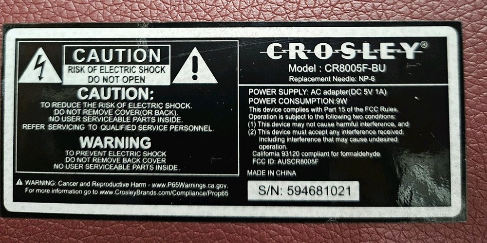 Crowley Plus Portable Turntable 3 Speed Turntable Bluetooth Record Player New