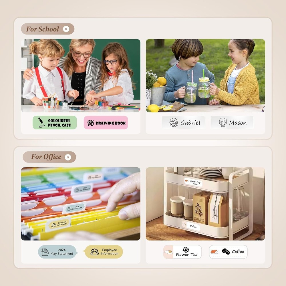 D110 Bluetooth Thermal Label Maker Machine with Tape Portable White