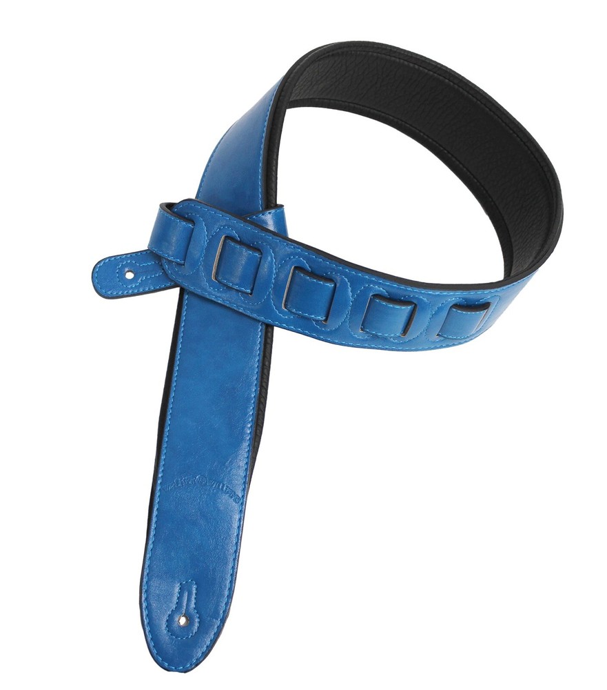 Walker & Williams G-21 Deep Turquoise Padded Guitar Strap Glove Leather Back 