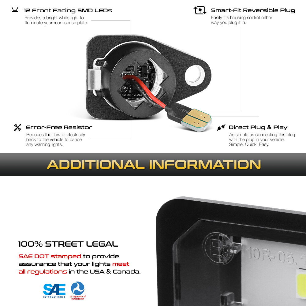 For Ford Expedition Freestar Taurus Navigator [FULL LED]License Plate Light Pair