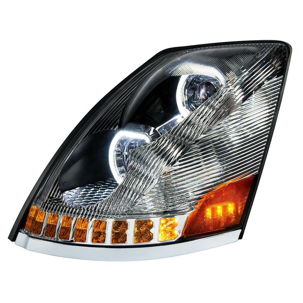 Full LED Headlight for 2003-2017 Volvo VN/VNL - Chrome  Style - Driver