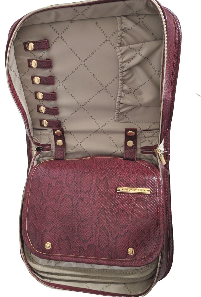 Marcy McKenna Jewelry Portfolio with Removable Mini Case-Red Python-NWT
