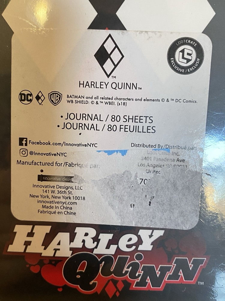 DC Harley Quinn Journal/Notebook 80 Sheets by Innovative Designs Sealed