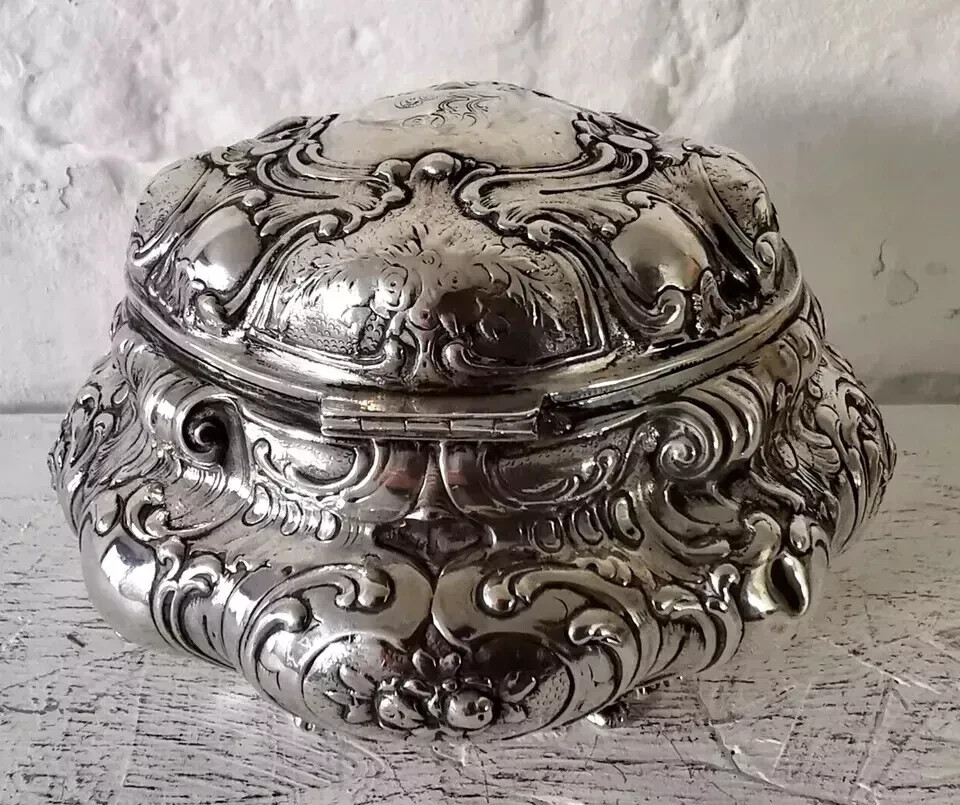 Magnificent German Solid Silver Jewellery Box Casket - 305g