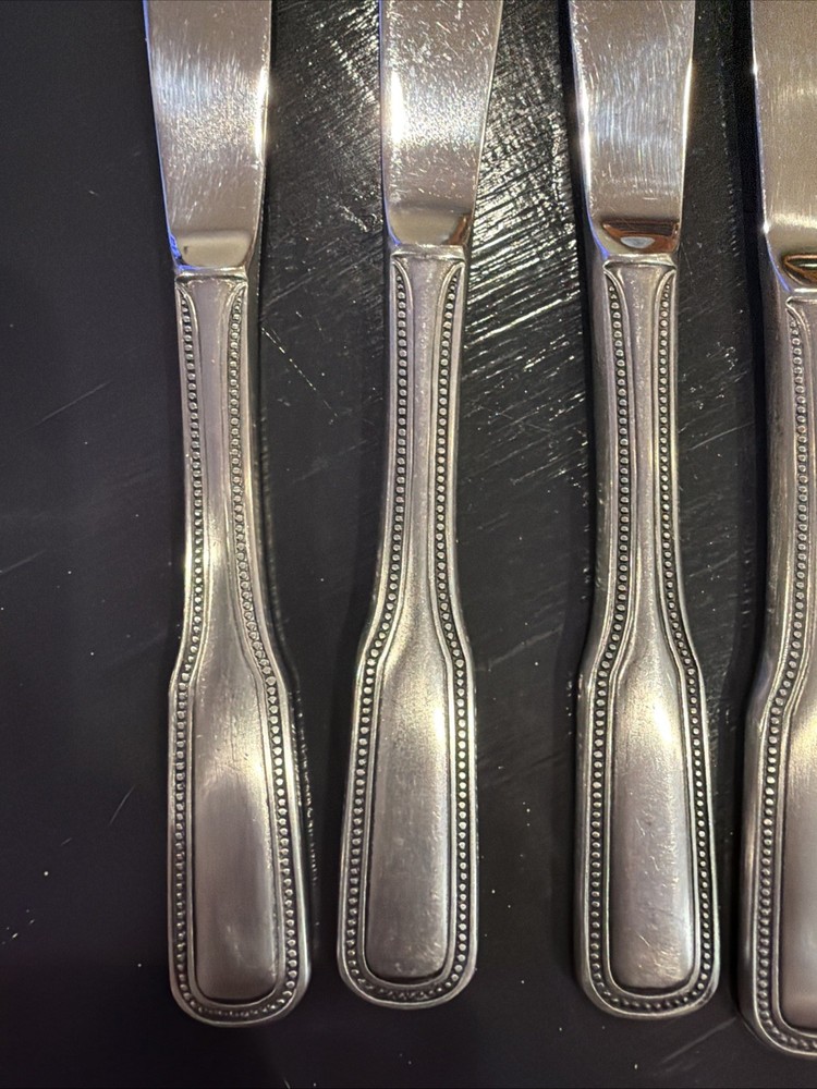 6 Salem 1776 Beaded Stainless Flatware Dinner Knives (#304)
