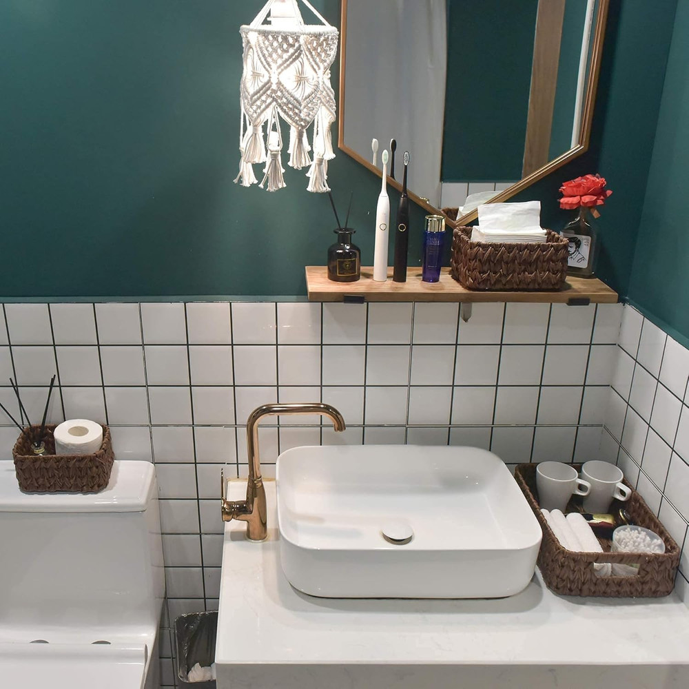 Bundle of 1-Pack Wicker Wastebasket & 3-Pack Wicker Storage Baskets