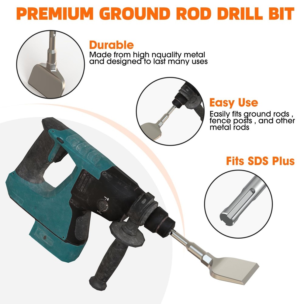 SDS Plus Tile Removal Chisel, 3"X6.3" Wide Floor Scraper Bit with Curved Head...
