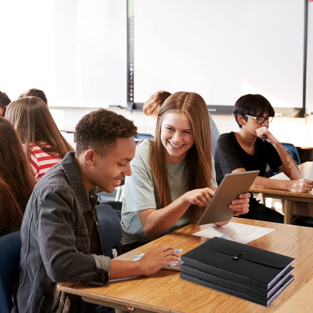 7 Pocket Expanding File Folder with Tab Inserts, Accordian Black